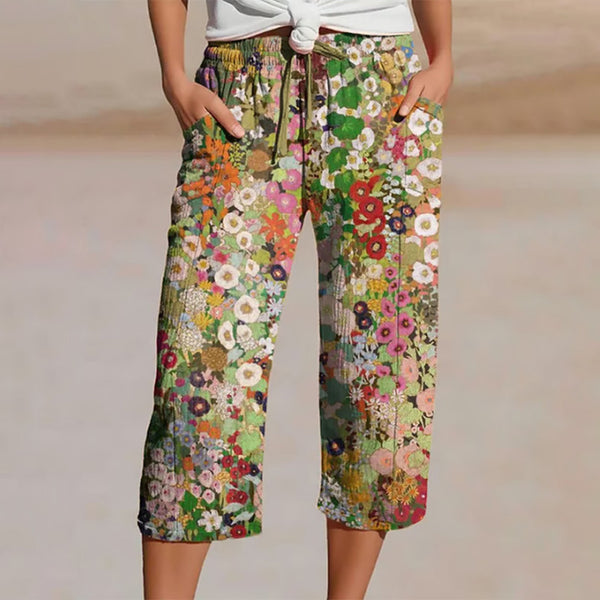 Pantalones casuales estampados florales para mujer 