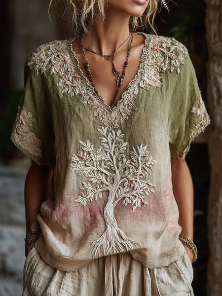 Camiseta de mujer con degradado de nudo celta vikingo 