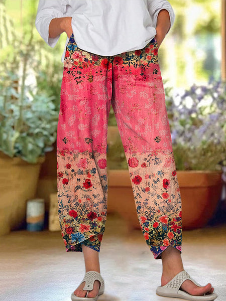 Women's Floral Art Print Casual Pants