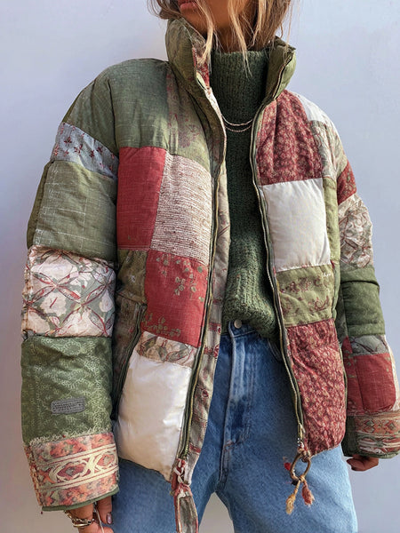 Women's Floral Patchwork Warm Cotton Padded Clothes