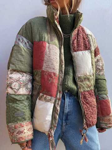 Women's Floral Patchwork Warm Cotton Padded Clothes
