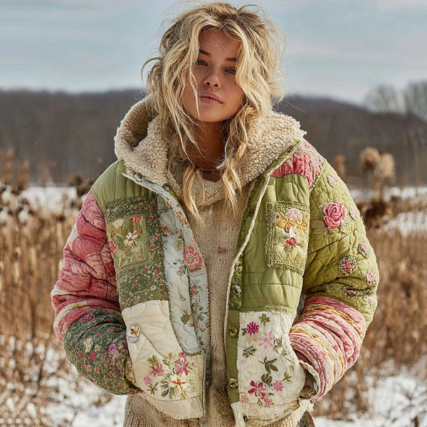 Women's Floral Patchwork Warm Cotton Padded Clothes