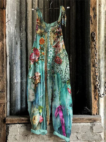 Mono vintage bohemio de patchwork de encaje floral estilo boho 