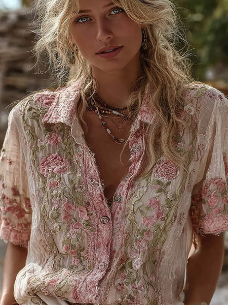 Camisa informal con estampado floral para mujer 