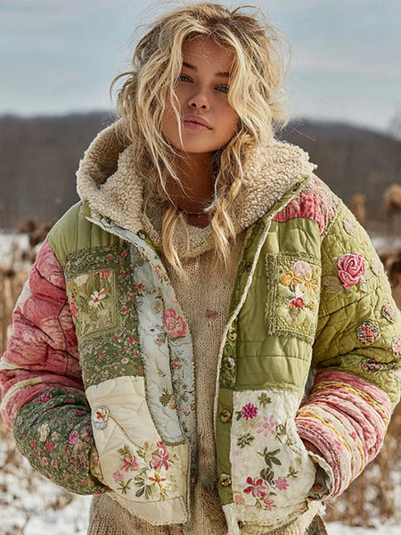 Women's Floral Patchwork Warm Cotton Padded Clothes