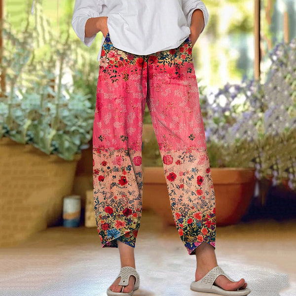 Women's Floral Art Print Casual Pants