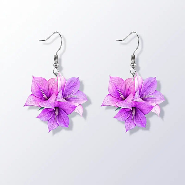 Boucles d'oreilles fleuries colorées pour femmes 