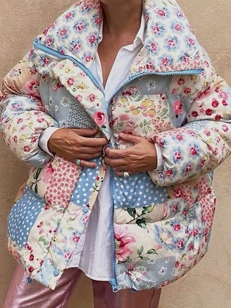 Women's Floral Patchwork Warm Cotton Padded Clothes