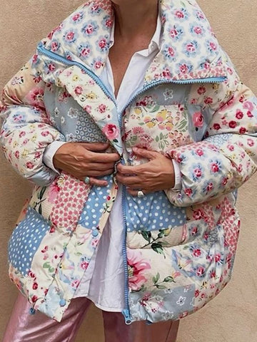 Women's Floral Patchwork Warm Cotton Padded Clothes