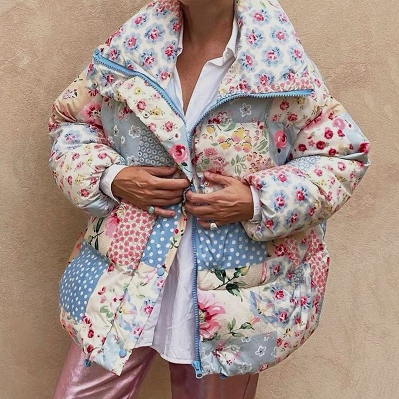 Women's Floral Patchwork Warm Cotton Padded Clothes