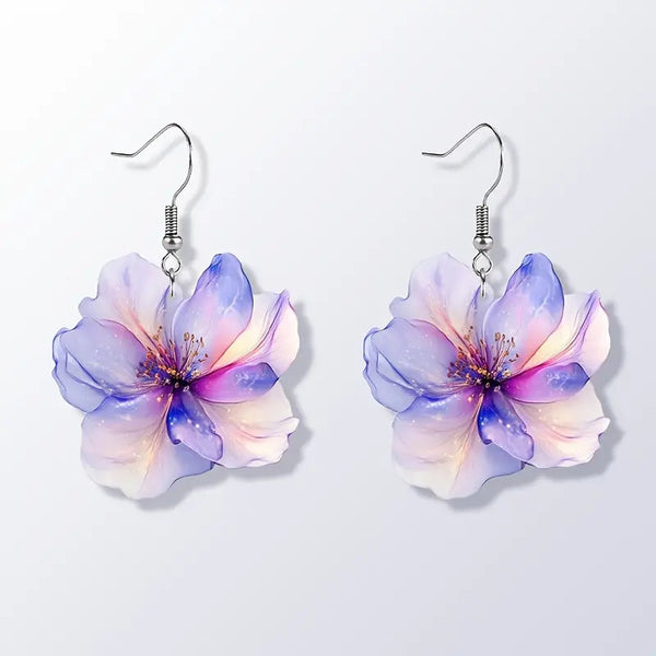 Boucles d'oreilles fleuries colorées pour femmes 